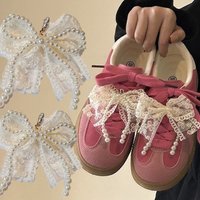 Fashion Lace Bow Shoes Charms elegant Style Detachable Bowknot Bag Pendant Sweet women Shoes Decorative DIY Accessories
