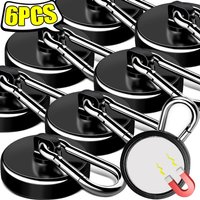 1-6Pcs Magnetic Hooks Black Ang Silver for Hanging Cruise Garage Refrigerator Home Kitchen Office Magnetic Swivel Carabiner Hook