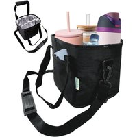 WOOJACK Drink Carrier Bag for 4 Cups, Water Bottle Holder with Adjustable Strap, Reusable Drink Holder Bag, Portable Beverage
