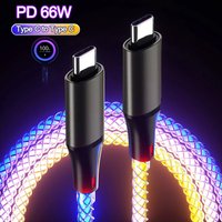 66W 6A Fast Charging Data Cable RGB Light Cable USB Type C For iPhone14 15 Xiaomi K50 Samsung Huawei P50 Phone USB Charge Cords