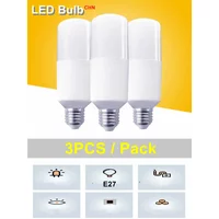 3PCS/Pack LED Cylindrical E27 Light Bulb White Light 20W 10W White Light Corn Bulb AC 220V LED Lamp Home Decoration Chandelier