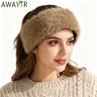 AWAYTR Faux Fox Fur Thermal Headbands Fashion Synthetic Fur Wide Headband Hair Accessories For Women Trend