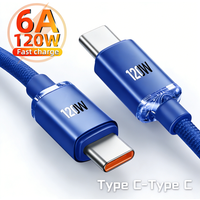 120W 6A USB C Cable Super Fast Charging Phone Charger Data Cord For iPhone Samsung Xiaomi PD Quick Charge Type C To Type C Cable