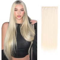 Synthetic Hair Extension One-Piece With 5Clips Clip in Long Straight Hair Blonde For Women Daily Use