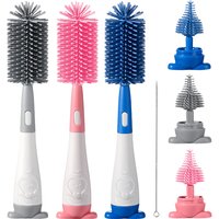3 in 1 Penguin Silicone Baby Bottle Brush Set Stand Hidden Type With Nipple & Straw Brush for Bottles Cups Vacuum Flask
