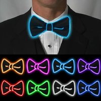 Men's Glowing Bow Tie EL Wire Neon LED Luminous Party Halloween Christmas Luminous Light Up Decoration Bar Club Stage Props