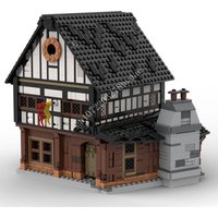 1539 PCS Medieval Blacksmith Building Blocks Set Half Timbered House Architecture Holiday Model Toy Gift Adults Home Decoration