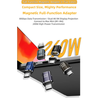 PD 240w Full-Function Magnetic Adapter Type-C to USB 4.0 80gbps Transmission for iphone 1516 Samsung Audio Adapters