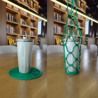 SearchPean Silicone coasters, wine and coffee cup storage net bag, waterproof, durable, easy to clean, washable, outdoor storage