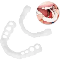 Adjustable Natural White Clip-On Teeth, 6 Pcs Unisex Cosmetic Dentures for Daily Beauty