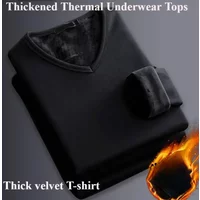 Winter Men's Long-sleeved Thermal Underwear Plus Velvet Padded T-shirt Round Neck Slim Bottoming Shirt Mens Underwear
