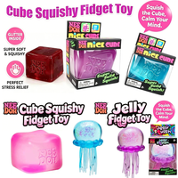 Nee Doh Jellyfish/Square Waterproof Squishy Stress Relief Toy Soft Squeeze Fidget Cube for Adults Fun Stress gifts Fidget Toys
