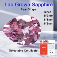 Lab Grown Sapphire Loose Stone Sunrise Pink ColorPear Shape Charm Beads for DIY Jewelry Making Rings Selectable AGL Certificate