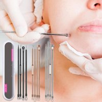 4PCS Blackhead Remover Tool Set Curved Tweezers Acne Needle Pimple Popper Stainless Steel Blackhead Cleaner For Nose Face Skin