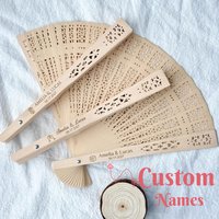Personalized Wedding Fans Wood Folding Fan Custom Engraved Handheld Fan for Wedding Favors Bridal Shower Gift Outdoor Summer Wed