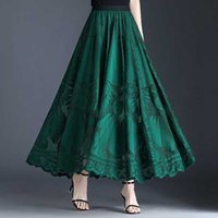 Fashion Elastic Waist Spliced Gauze Lace High Waist Skirt Women's Clothing Spring New Loose Solid Color Office Lady Skirts