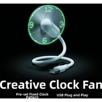 Creative LED Clock Display Flashing Text USB Powered Small Fan Portable Mini Fan for Gift