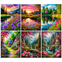Natural Scenery Houses Rivers Diamond Painting New Collection Landscape Diy Manual Arts Full Mosaic Embroidery Picture Size