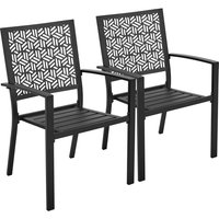 Weather-Resistant Steel Outdoor Bistro Chairs Set of 2 with Armrests and Backrest for Garden, Lawn, Porch, Backyard, Pool
