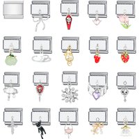 1PC DIY Stainless Steel Italian Charm Links Fit 9mm Bracelet Jewelry Making Accessories Findings Skull Rhinestone CZ Cross Heart