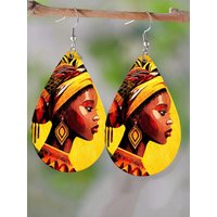 1 Pair of Colorful Ethnic Clothing African Black Head Portrait Pendant Earrings, Printed Teardrop Lightweight Handmade Earrings, Suitable for Women's Daily Wear, Parties, Mother's Day and Other