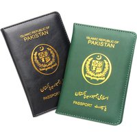 Pakistan Passport Cover Case | Slim PU Leather Travel Protector | Islamic Republic of Pakistan Emblem Holder