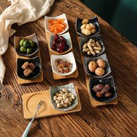 1PC Oriental Retro Compartment Dried Fruit Nut Plate Zen Chinese Style Fruit Snack Dish for Winter Tea Ceremony