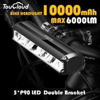 10000mAh vélo lumière 5P90 LED avant Double support batterie externe vtt montagne vélo lampe vélo phare cyclisme accessoire queue