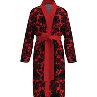 Men's 3D printed bathrobe red rose skull pattern skin-friendly quick-drying spring and autumn thin style with belt