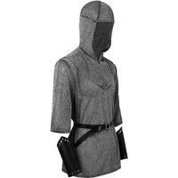 Medieval Knightess Costume Accessories Renaissances Faux Chain Mail Armors Tunics Shirt Coif Cowl Belt Bracers Set D0UB