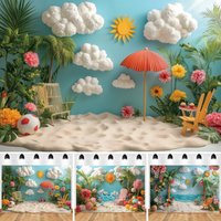Summer Beach Party Photography Backdrop Sun Bath Travel Holiday Photo Photographic Background Baby Birthday Photostudio Props