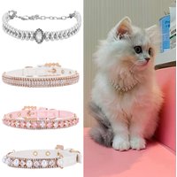 Fashion Cat Collar with Rhinestones Pet Pearl Necklace for Cats Puppy Rabbit Kitten Accessories Adjustable Collars Pets Supplies