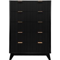 5 Fluted Drawer Dresser Wooden Chest Drawers with Sliding & Anti-Tip Device Modern Minimalist Dresser Closet Storage Organizer