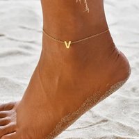 WOUWU Wholesale Tarnish Free Delicate Classic Permanent 26 English Letters Pendant Stainless Steel Anklet for Women