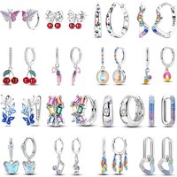 925 Sterling Silver Bohemian Colorful Dopamine Rainbow Dangle Earrings for Women Y2K Festival Statement Trendy Jewelry