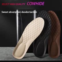 Leather Foam Insoles For Shoes Men Women Cowhide Insole Breathable Deodorization Shoe Pad Shock Absorption Running Sole Insert