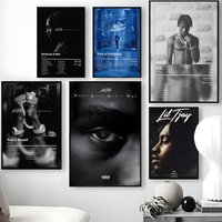 Singer L-Lil T-Tjay Poster Waterproof Self-Stick Wall Art Stickers, Removable Wall Decor for Living Room and Bedroom