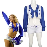 Cowboys Cheerleader Costume Women Adult Star Cheerleading Sports Uniform Sexy Top and Shorts Set Halloween Fancy Dress