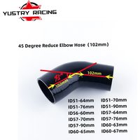 Black 3-PLY Lenght:102mm 45 Degree Elbow Silicone Hose Intercooler Coupler Reducer Turbo ID(mm):51 56 57 60 63 64 65 67 70 76 90