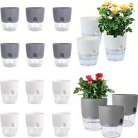 10/5Pcs Self Watering Plastic Flower Pot Double Layer Hydroponics Plants Bonsai Pot Vases Succulent Potted Home Office Decor