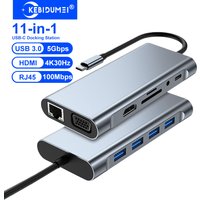 KEBIDUMEI 11 Ports USB C Docking Stations USB C HUB Type C to HDMI Adapter 4K USB 3.0 Splitter Adapter For PC Laptop Macbook