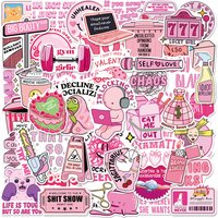 50Pcs Cute Funny Meme Stickers Pink Decals For Laptop Scrapbook Luggage Guitar Helmet DIY Aesthetic Stickers