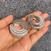 Huitan Graceful Hoop Earrings with Sparkling Cubic Zirconia Fancy Exquisite Accessories for Women Modern Bright Party Jewelry