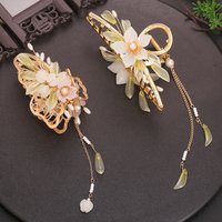 2025 New Flower Hair Claw For Women Vintage Butterfly Peony Tassel Shark Gripper Elegant Exquisite Metal Hairpin Hair Accessory