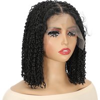 13x5 Lace Frontal Synthetic Wig for Women Short Bob Wig with Baby Hair Transparent Lace Black Wig Glueless Small Deep Wave