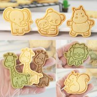 8 Pcs Jungle Animal Cookie Cutter - Lion, Tiger, Panda, Elephant, Zebra, Giraffe, Monkey, Hippo Baking Molds for Birthday Party