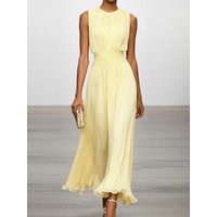 New Elegant Chic Women's Sleeveless Maxi Dress O-Neck Solid Patchwork Summer Party Dress Streetwear Holiday Fashion Ladies Dress