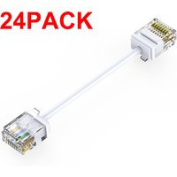 Cat6a Ethernet Patch Cable 10Gbps, Slim RJ45 UTP Network Cord 0.1M~1M, 24 Pack Flexible LAN Wire for NAS, PS5, Switch & Patch