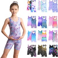 Girls Gymnastics Leotard Sparkle Activewear 4 Piece Dance Unitard for Kids Athletic Tumbling Outfits with Short