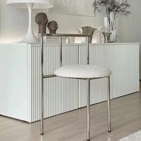 MOMO Home Stainless Steel Dining Chair Antique Niche Design Chair Ins Bedroom Makeup Chair Fairy Chair Design Modern